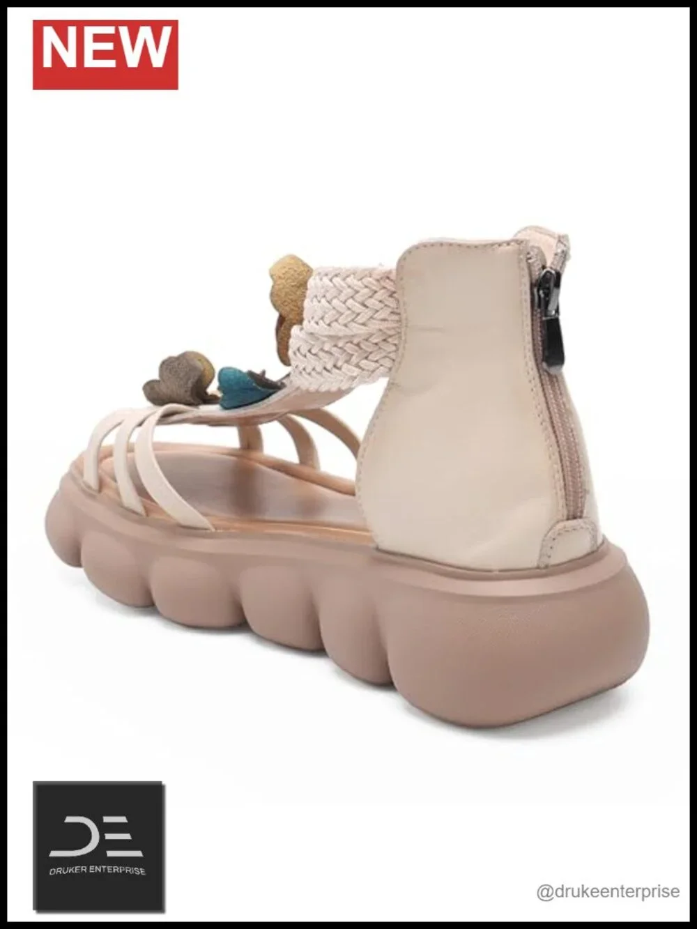 Women's Wedge Heels Platform Sandals Butterfly Open Toe Zip Non Slip Breathable